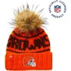 Lele Sadoughi Orange Browns Nfl Beanie With Faux Fur Pom Pom In Orange