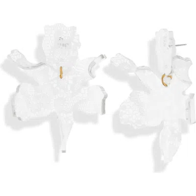 Lele Sadoughi Paper Lily Drop Earrings In Ivory Vintage Lace