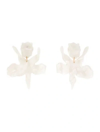Pre-owned Lele Sadoughi Paper Lily Drop Earrings In White
