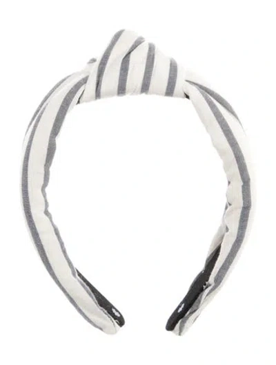 Pre-owned Lele Sadoughi Pattern Print Fabric Hairband In White