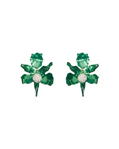 Lele Sadoughi Pave Colored Lily Statement Earrings In 14k Gold Plated In Green/silver