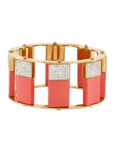 Pre-owned Lele Sadoughi Pavé Tall Stackable Bangle, 7.5" In Multicolor