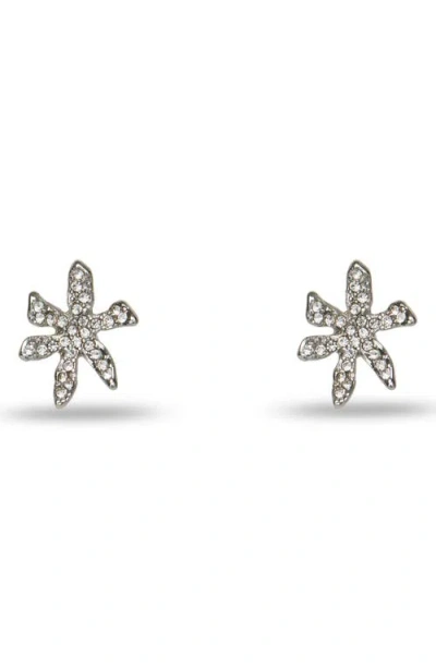 Lele Sadoughi Pavé Water Lily Stud Earrings In Silver