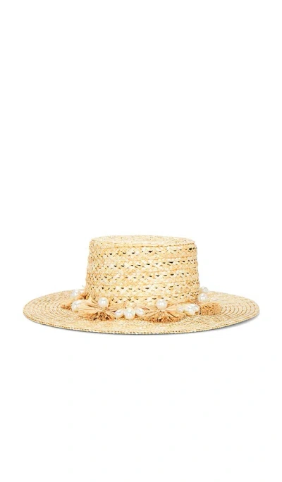 Lele Sadoughi Pearl Poms Straw Hat In Brown