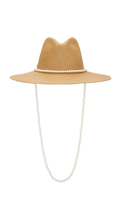 Lele Sadoughi Pearl Strand Straw Hat In 素色