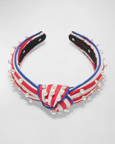 Lele Sadoughi Pearly Knotted Stripe Headband In Multi