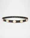 Lele Sadoughi Pearly Leather Station Belt In Jet 001
