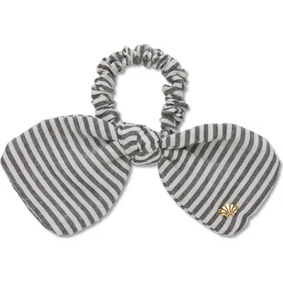 Lele Sadoughi Penny Seersucker Bow Scrunchie In Black