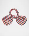 Lele Sadoughi Penny Striped Cotton Embellished Bow Srunchie