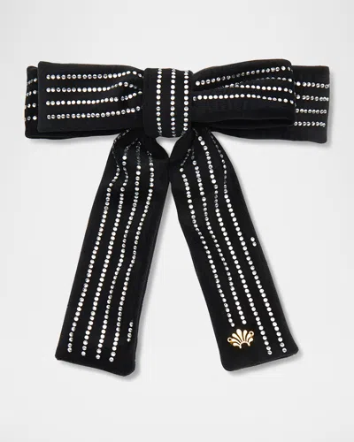 Lele Sadoughi Pinestripe Crystal Antoinette Bow In Black/silver
