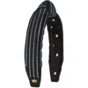 Lele Sadoughi Crystal Pinstripe Slim Knotted Headband In Jet Crystal