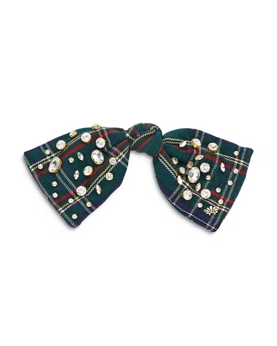 Lele Sadoughi Plaid Paloma Crystal Bow Barrette