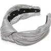 Lele Sadoughi Pleated Knotted Headband In Gray