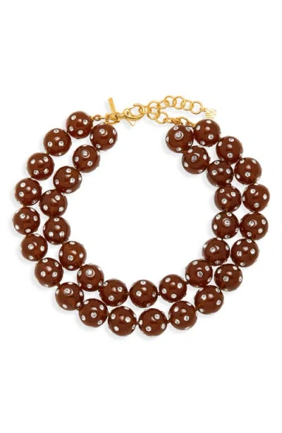 Lele Sadoughi Polka Dot Bead Layered Necklace In Root Beer