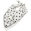 Lele Sadoughi Polka Dot Square Satin Scarf In White