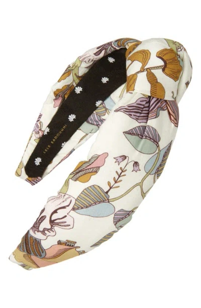 Lele Sadoughi Print Knotted Cotton Headband In White