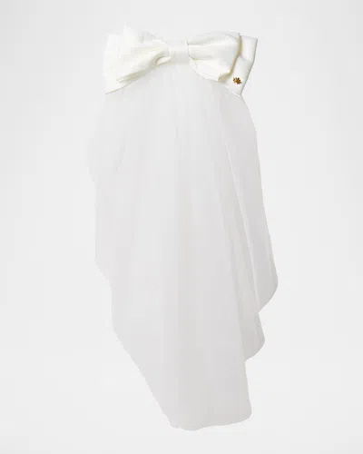 Lele Sadoughi Priscilla Satin Bow Veil In White