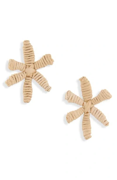 Lele Sadoughi Raffia Floral Stud Earrings In Brown