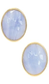 Lele Sadoughi Reflection Button Earrings In Blue Lace Agate