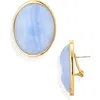 Lele Sadoughi Reflection Button Earrings In Blue Lace Agate