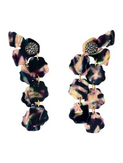 Pre-owned Lele Sadoughi Resin & Crystal Petal Drop Earrings In Blue/gold/pink