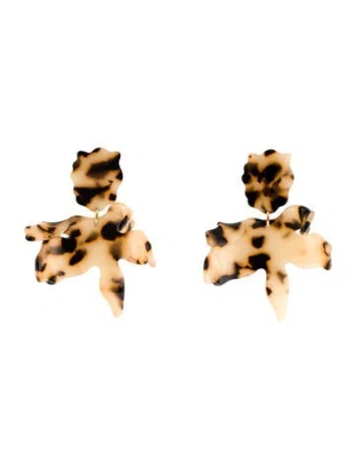 Pre-owned Lele Sadoughi Resin Leaf Drop Earrings In Multi