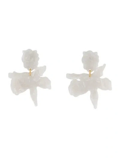 Pre-owned Lele Sadoughi Resin Small Paper Lily Drop Earrings In White