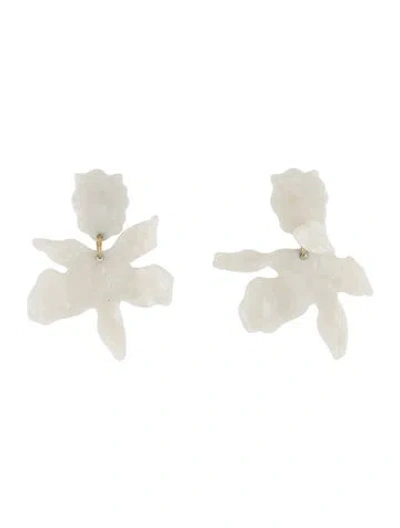 Pre-owned Lele Sadoughi Resin Small Paper Lily Drop Earrings In White