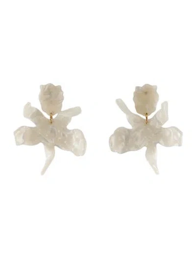 Pre-owned Lele Sadoughi Resin Small Paper Lily Drop Earrings In White