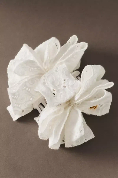 Lele Sadoughi Rita Eyelet Claw Clip In White