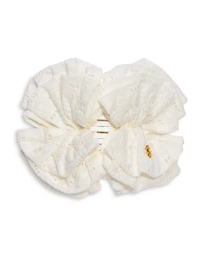 Lele Sadoughi Rita Eyelet Claw Clip In White