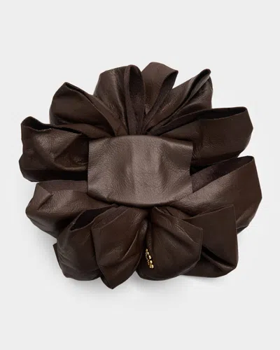 Lele Sadoughi Rita Leather Claw Clip In Brown
