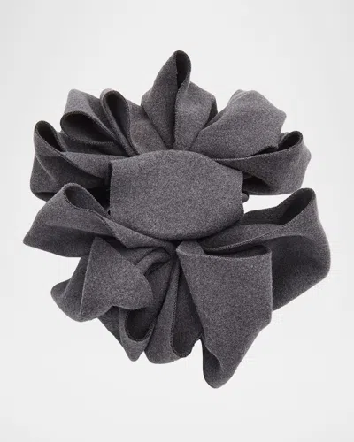 Lele Sadoughi Rita Oversized Ruche Ribbon Jaw Clip In Charcoal 020
