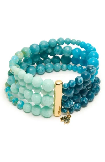 Lele Sadoughi Riviera Five Strand Beaded Bracelet In Blue