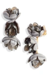 Lele Sadoughi Rose Petal Triple Drop Clip-on Earrings In Charcoal Stripe