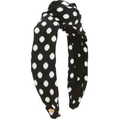 Lele Sadoughi Rosette Knotted Dot Headband In Black