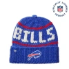 Lele Sadoughi Royal Blue Bills Nfl Beanie With Snap Cover In Burgundy