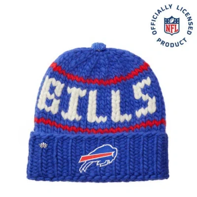Lele Sadoughi Royal Blue Bills Nfl Beanie With Snap Cover In Burgundy
