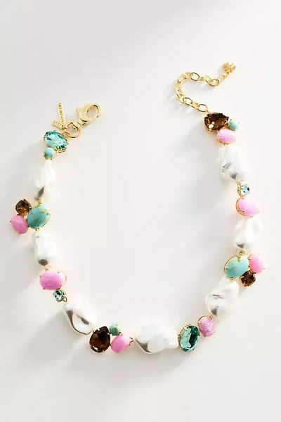 Lele Sadoughi Seafoam Iris Pearl Cluster Necklace In Multi
