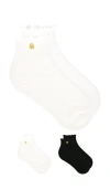 Lele Sadoughi Set Of 2 Ruffle Hem Socks In White