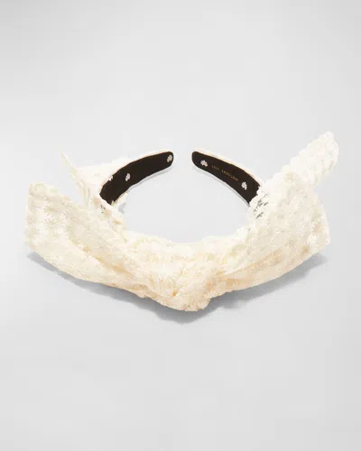 Lele Sadoughi Shirley Lace Bow Headband In White