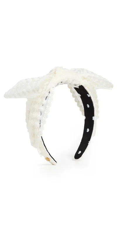 Lele Sadoughi Shirley Lace Ribbon Headband Ivory In White