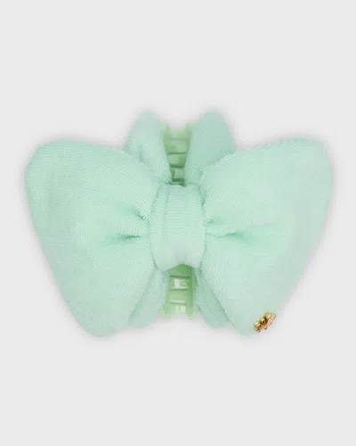 Lele Sadoughi Simone Terry Cloth Bow Claw Clip In Sea Glass