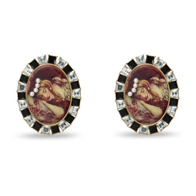 Lele Sadoughi Sleeping Beauty Cameo Earrings In Gold