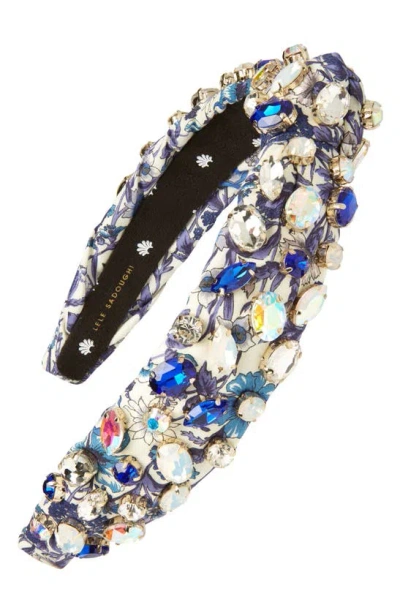 Lele Sadoughi Slim Crystal Glitter Headband In Blue