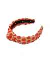 Lele Sadoughi Slim Knotted Dotted Raffia Headband In Natural Melon