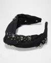 Lele Sadoughi Slim Greta Swarovski Headband In Jet 001