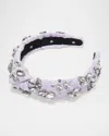 Lele Sadoughi Crystal Cluster Slim Knotted Headband In Orchid 500