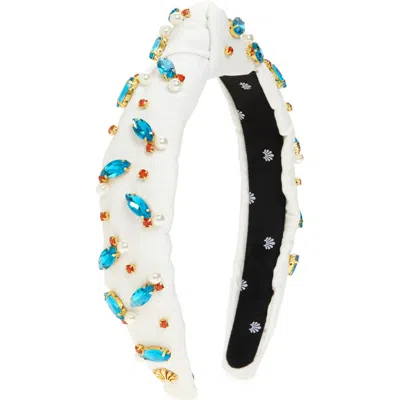 Lele Sadoughi Slim Knotted Crystal Embellished Headband In White