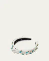 Lele Sadoughi Slim Knotted Crystal Embellished Headband In White